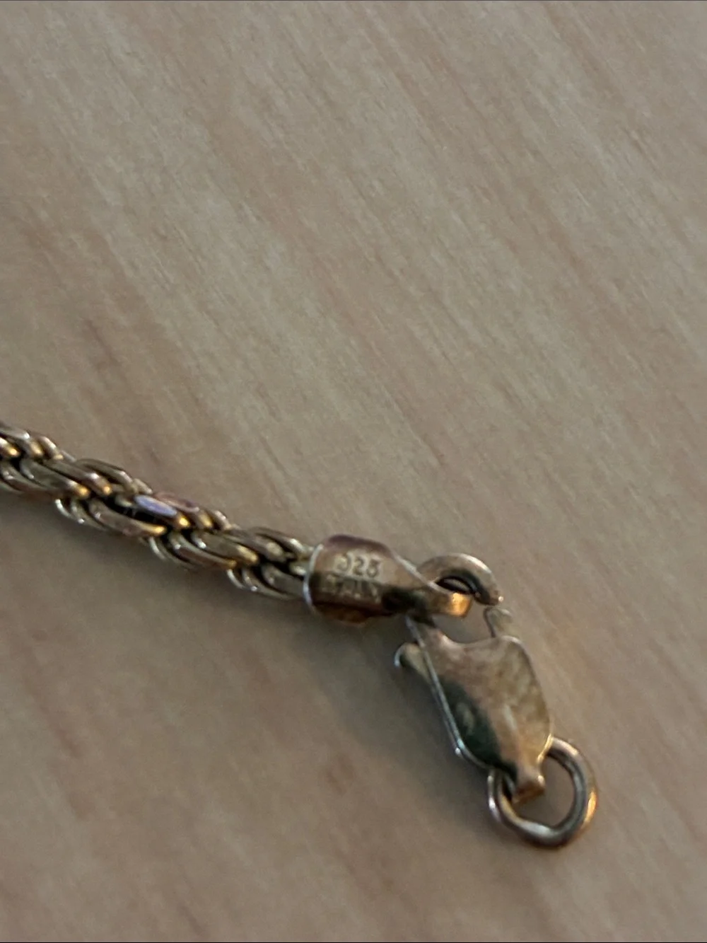 Jaxxon Men’s Chain Rope Necklace 925 Italy Gold Plated 22” * Broken Clasp